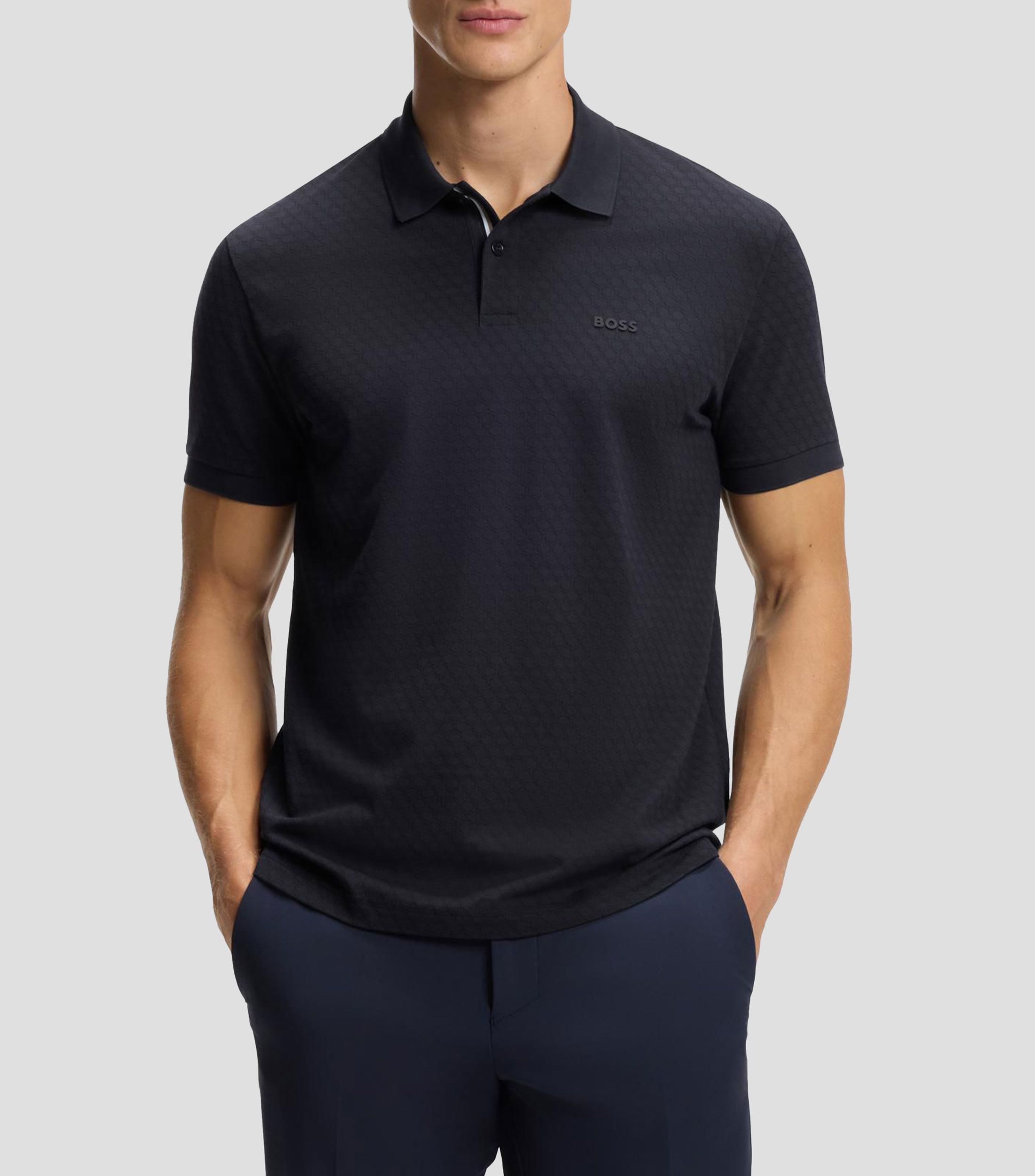 Playera polo de piqué de algodón con patrón estampado Hombre